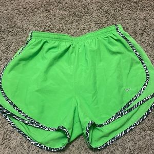 Lime green Nike shorts with lining inside
